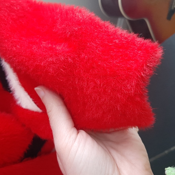 Women's Fluffy Red Warm Bomber Style Sweater Jacket Size S - Picture 8 of 14